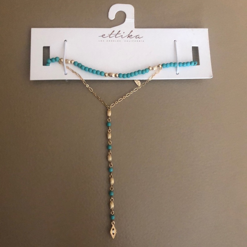 Ettika turquoise and gold layered choker